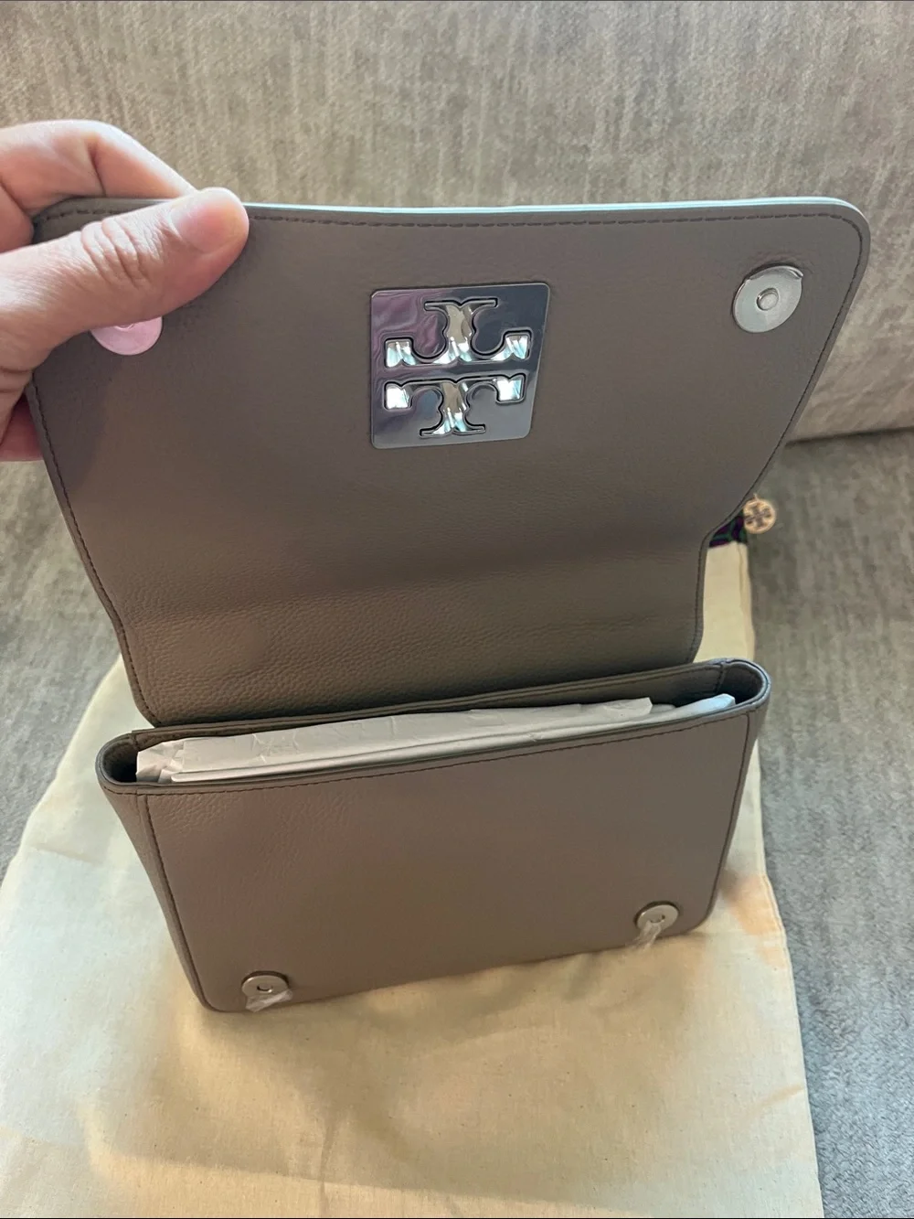 NWT TORY BURCH Gray Britten Adjustable Shoulder Bag